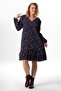 Navy Blue Lcvt - V-Neck Floral Print Ruffle Long Sleeve Short Dress - 7