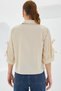 Women's Beige Crop Shirt with Sleeve Detail 20246 - 5