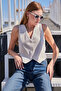 6794 Striped Woven Vest - Beige - 8