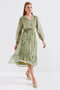 2137 Model Green Patterned Chiffon Dress - 2