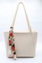 Women's Large Size Faux Leather Shoulder Bag with Scarf Detail