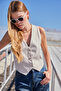 6794 Striped Woven Vest - Beige - 5