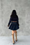 Navy Blue Drenthe Gather Detailed Heart Buttoned Denim Skirt - 5
