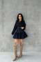 Navy Blue Drenthe Gather Detailed Heart Buttoned Denim Skirt