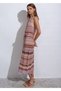 Halter Neck Cinnamon Lilac Knitwear Dress - 4