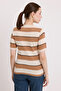 Women's Biscuit Cream Striped Short Sleeve Blouse 15869 - 5