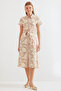 2455 Patterned Shirt Dress - Beige - 2
