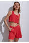 Keten Mercan Crop Triko Üst - 2