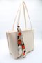 Women's Large Size Faux Leather Shoulder Bag with Scarf Detail - 3
