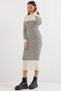 15893 Striped Long Knit Dress - Ecru - 3