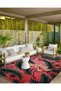 Paris Collection Pink Green Theme Flower and Leaf Patterned Modern Decorative Carpet 48 - 3