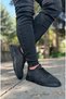 Black Skin Suni Leather Men's Sports Shoes with Stitching Detail - 6
