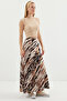 Women's Patterned Satin Skirt 15877 - Ecru