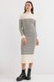15893 Striped Long Knit Dress - Ecru