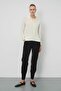 Polo Neck Ecru Women's Sweater - Front Tie - 2