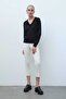 Black V-Neck Basic Knitwear Women's Sweater - 2