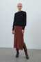 Corded Crew Neck Black Women's Sweater - 2