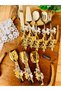 Gold Butterfly Patterned 8 Piece Serving Tongs Set-Gold Tongs - 7