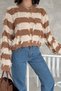 Women's Brown Standard Size Fringed Knitwear Sweater - 3