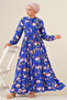 2144 Magnificent Collar Hijab Dress - C.cobalt blue
