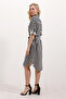 5629 Striped Belted Dress - Black - 4