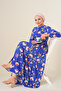 2144 Magnificent Collar Hijab Dress - C.cobalt blue - 2
