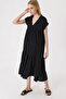 2398 V-Neck Flounce Dress - Black - 5