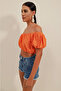 0481 Scalloped Strapless Blouse - Orange - 3