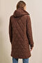 5138 Quilted Long Puffer Coat - Brown - 6