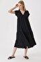 2398 V-Neck Flounce Dress - Black - 2