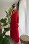 Adjustable strap red maxi dress
