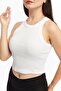 White Color Ribbed Sleeveless T-Shirt - 5
