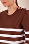 15820 Button Detailed Striped Sweater - Brown - 2