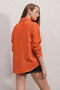 20153 Single Pocket Oversize Linen Shirt - Orange - 6