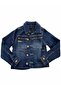 Children's Dark Color Button Detailed Denim Jacket