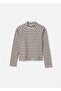 Girl's Striped Long Sleeve Blouse Beige 7002