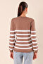 15820 Button Detailed Striped Sweater - Dusty Rose - 6