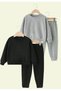Children's Unprinted 2-Piece Oversize Crew Neck Sweatshirt Tracksuit Set