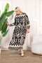 Women's Plus Size Black Woven Viscose Fabric Shawl Pattern Long Sleeve Dress 65N38331 - 5