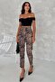 Women's High Waist Leopard Patterned Grassy Fabric Pants - 5