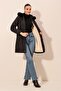 9129 Hooded Faux Fur Coat - Black - 2