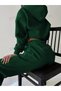 Women's Hooded Crop Sweatshirt Sweatpants 3 Thread Double Set - 3