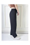 Women's Winter Black Pajama Bottoms Thick Ribbed Camisole Pocketless Sweatpants - 2