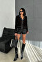 Black Stripe Detailed Knitwear Cardigan - 5