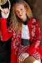 Women's Stand Collar Floral Long Wool Cardigan Coral - 3