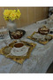 2-Piece Complete Gold 18/10 Rose Motif Steel Coffee Presentation Tray - 3