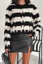 Women's Black Standard Size Fringed Knitwear Sweater