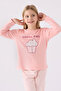 Rolypoly Girl's Crew Neck Pigment Printed Winter Regular Fit Pink Pajama Set Rp3479-C-V1 - 2