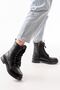02-356 Black Flat Heeled Lace up Zippered Daily Women's Boots
