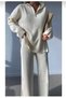 Women's Ribbed Collar, Zippered Leg Slits, Side Zipper Knitwear Suit - 2